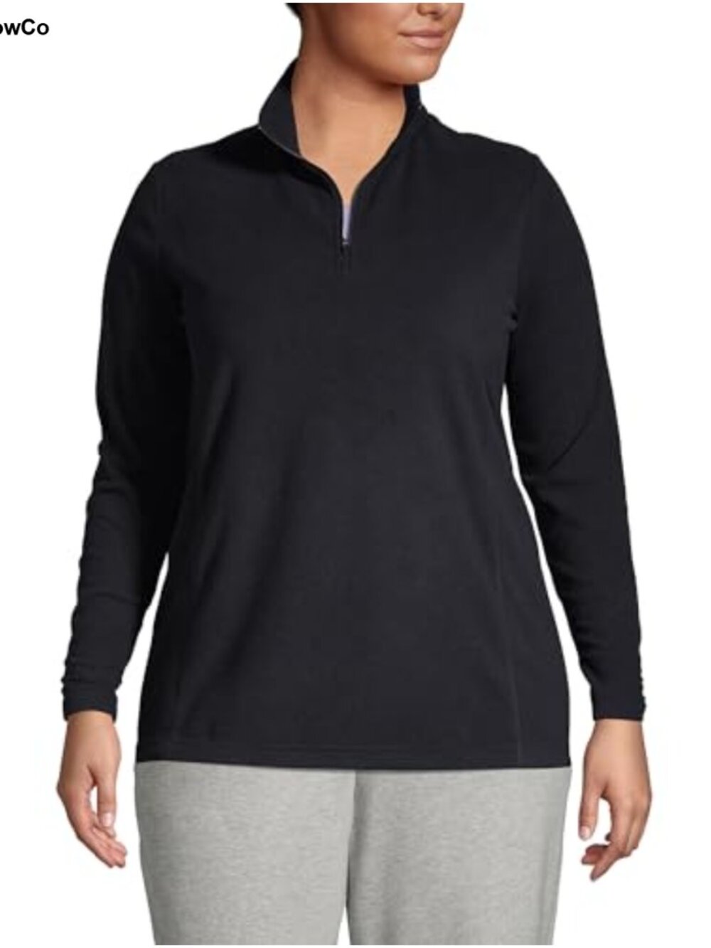 Lands' End Fleece Quarter Zip Pullover Women's Mid Hip